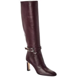 Sergio Rossi Nora 80 Leather Knee-High Boot, Red